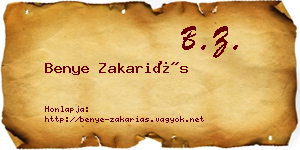 Benye Zakariás névjegykártya